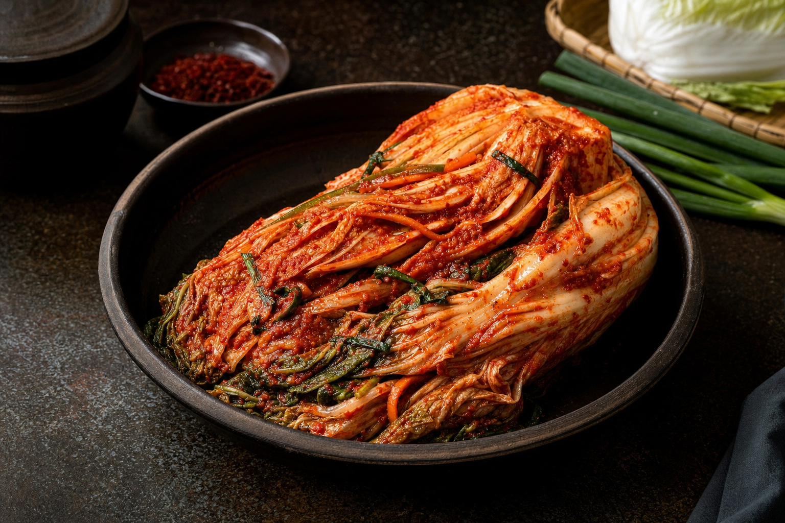 Baechu Kimchi — Vegan napa cabbage kimchi with a gochugaru rice-flour paste and gukganjang