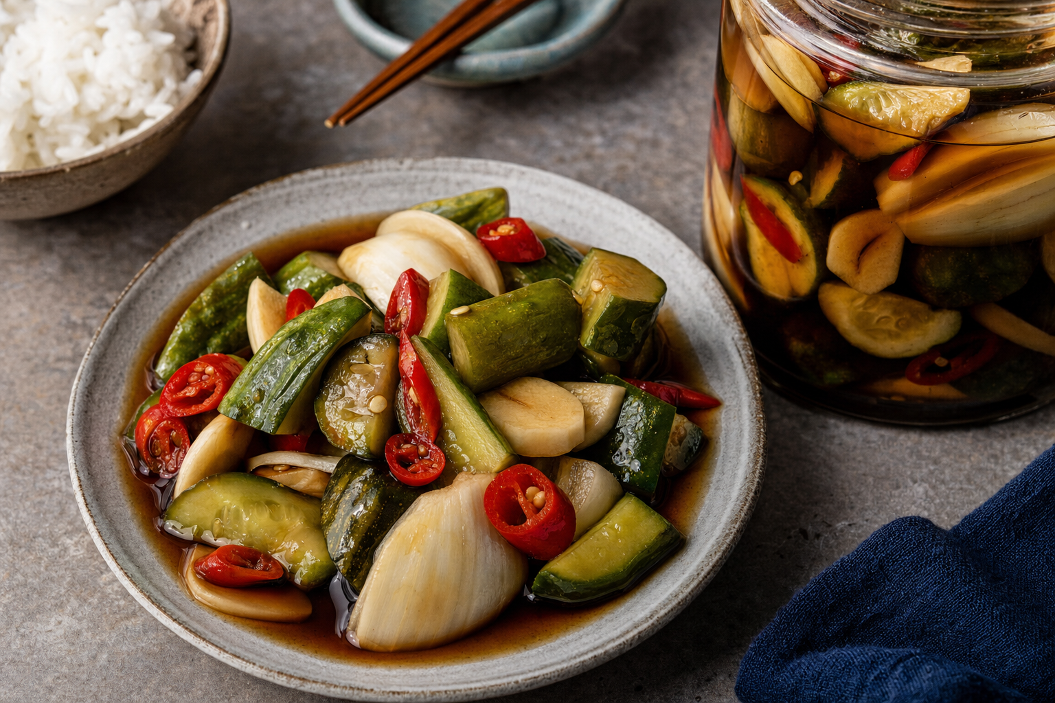 Oi Jangajji — Crisp Korean soy-pickled cucumbers in a sweet-salty brine that gets better daily