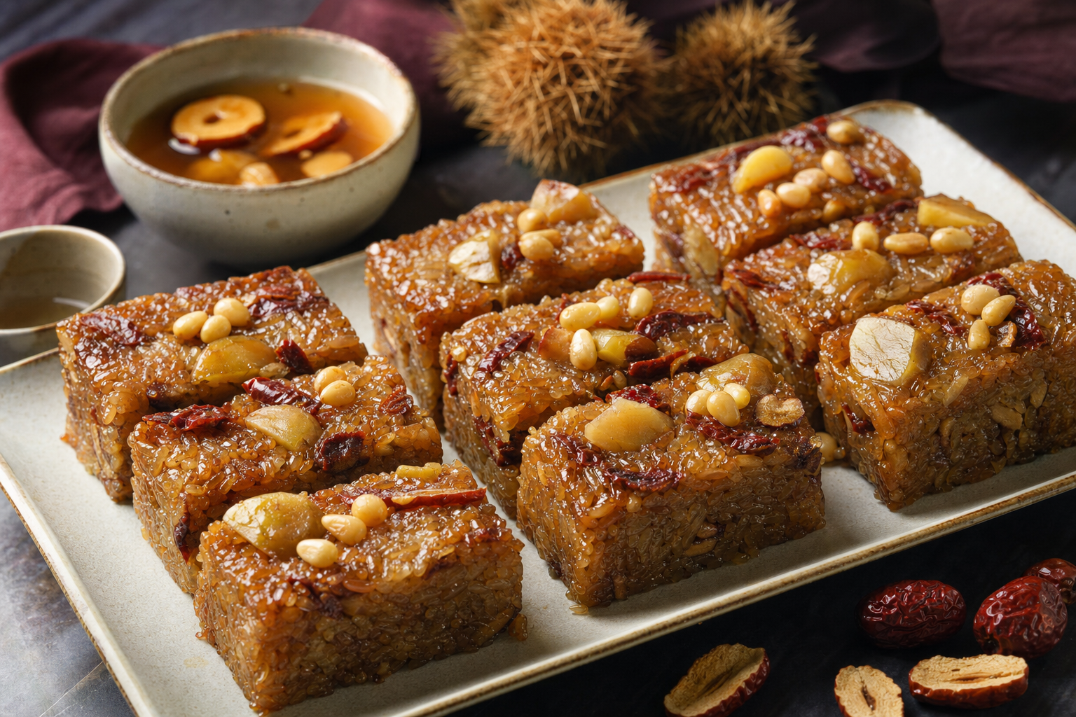 Yaksik — Korean sweet glutinous rice with brown sugar, jujubes, chestnuts and pine nuts